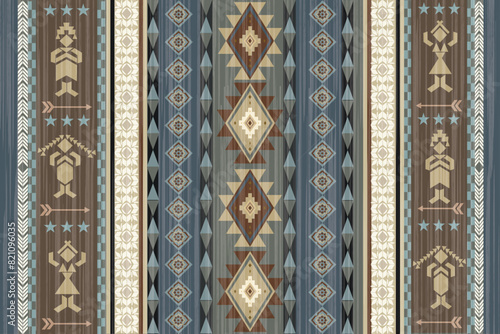 Carpet Rug Navajo tribal vector seamless pattern. Native American ornament. Ethnic South Western decor style. Ikat Boho geometric ornament. Vector seamless pattern. Mexican blanket, Woven carpet