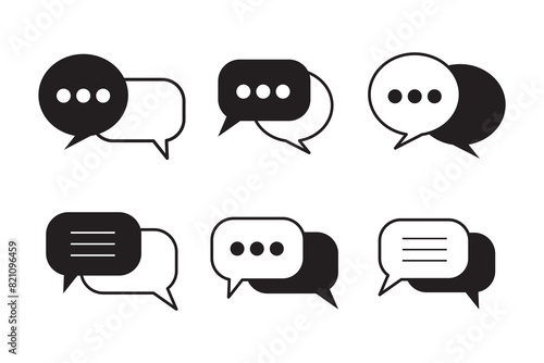 chat message icon set, Chat speech bubble, Social media message. Vector illustration