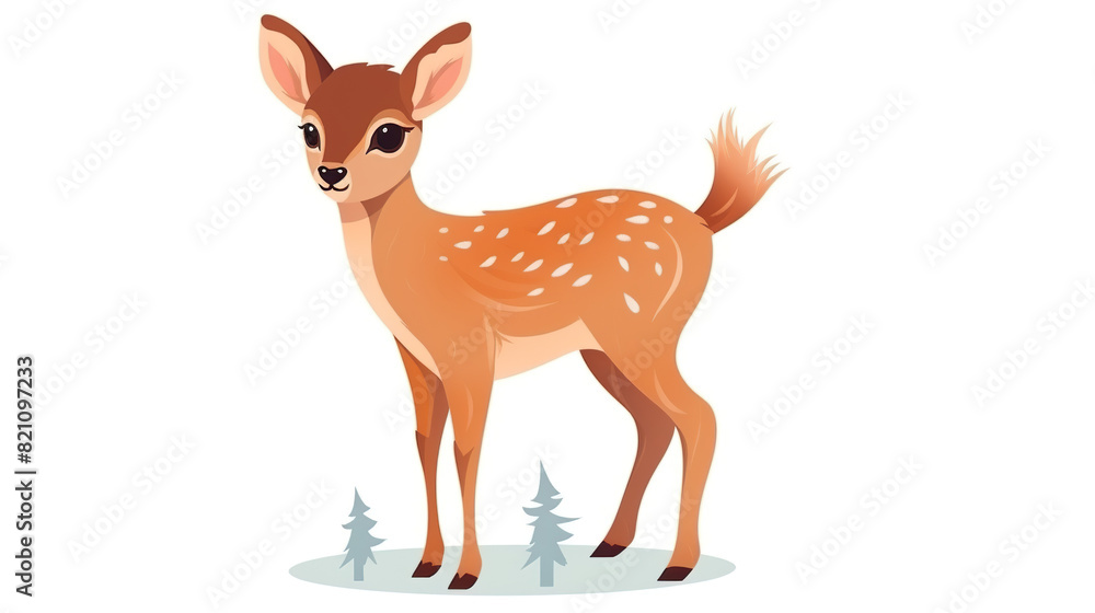 Obraz premium Adorable deer solitary against a stark white background
