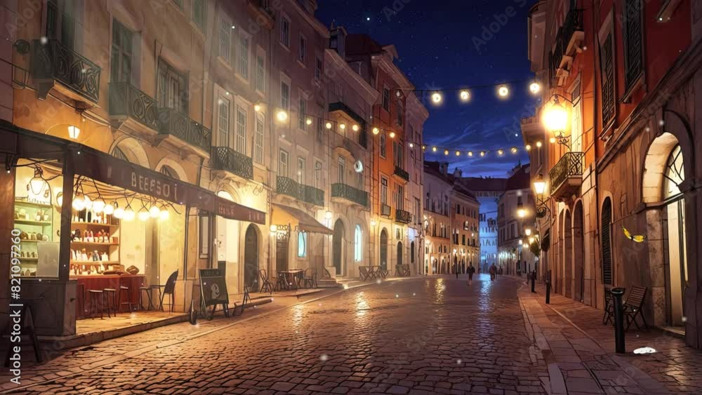 night view of the old town 4k looping video night view of the old town 4k looping video