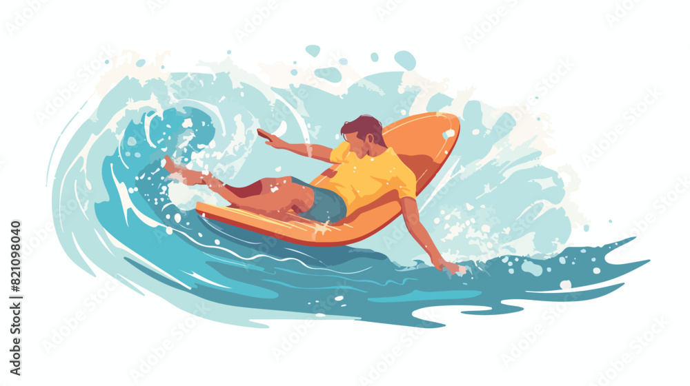 Bodyboarding in sea. Prone bodyboarder riding wave 