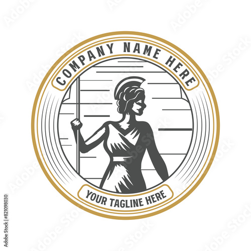 Beauty Greek Roman Myth Woman God Goddess Badge Emblem Label Design photo
