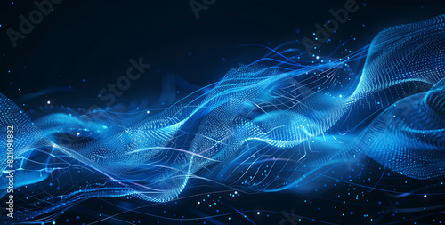 Wallpaper Mural Dynamic blue tech backdrop featuring digital waves, interconnected network systems, artificial neural pathways, cyber quantum computing, and electronic global intelligence Torontodigital.ca