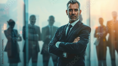 Confident Executive with Team Background
