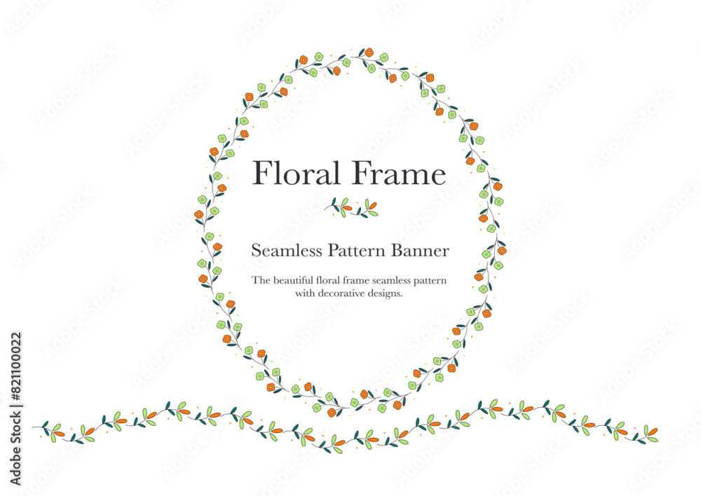 ornamental foliage flower frame on background banner ornamental foliage flower frame on background banner
