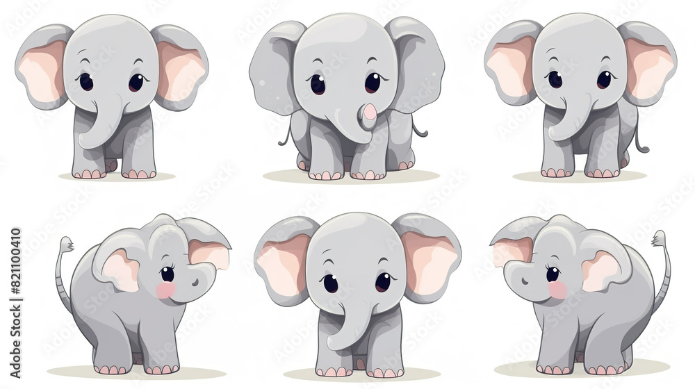 Fototapeta premium elephant solitary against a stark white background