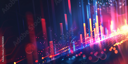 Abstract background with digital chart, Stock market graph, financial statistics, data exchange, economic trends, and trading analysis