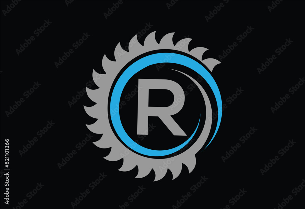 Sawmill emblem logo vector for carpentry,with latter R Sawmill emblem logo vector for carpentry,with latter R
