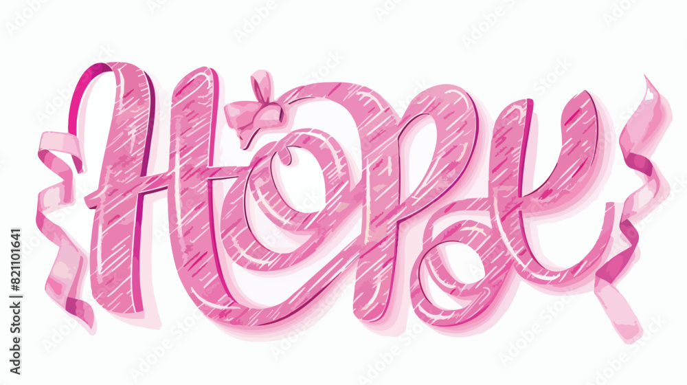 Breast cancer hope handwritten lettering. Women 