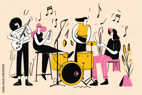 Music festival poster design. indie music concert. live music background promotion