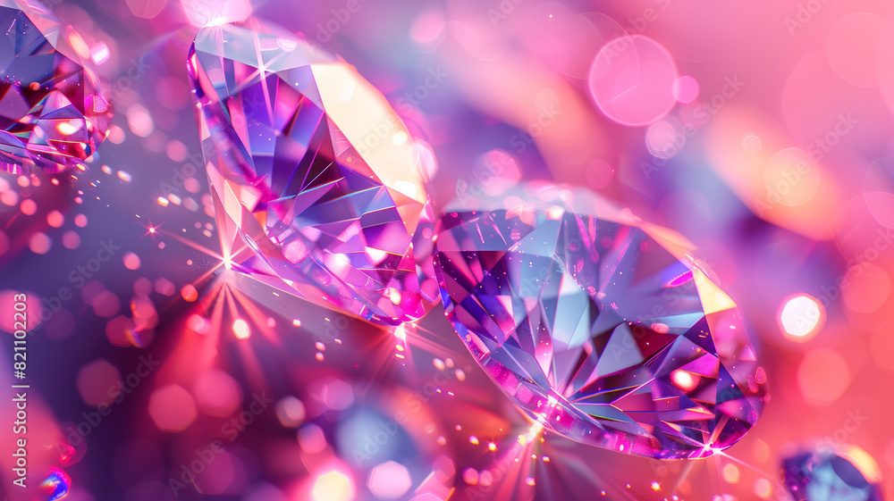 Close-up of sparkling diamonds with vibrant colors and light effects Close-up of sparkling diamonds with vibrant colors and light effects