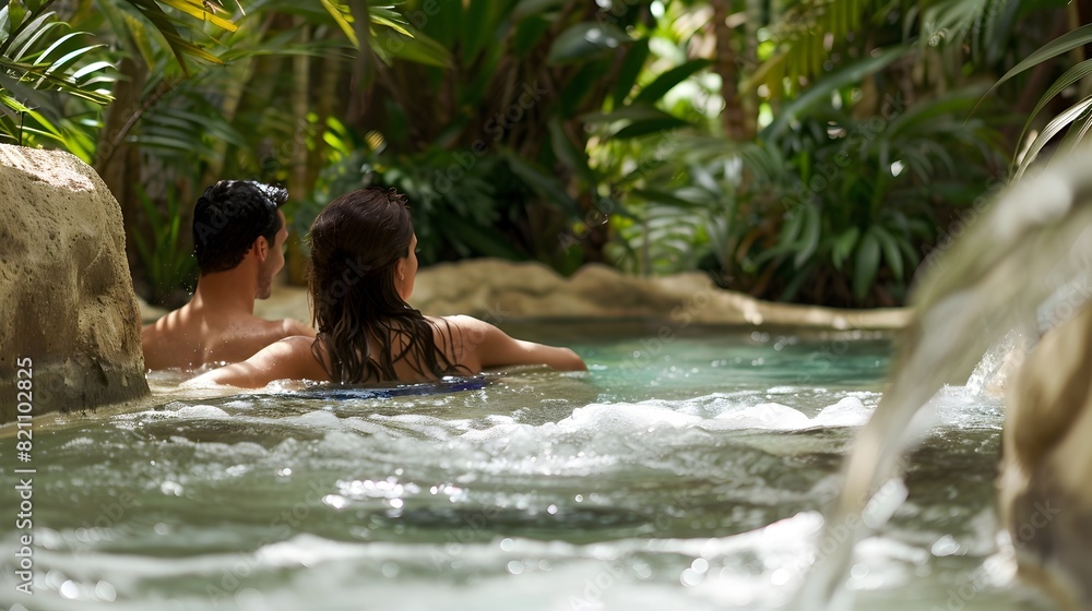 Fototapeta premium Tropical Water Park Getaway: A Secluded Romantic Paradise