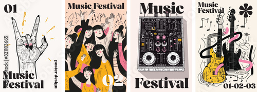 Music festival poster design. indie music concert. live music background promotion