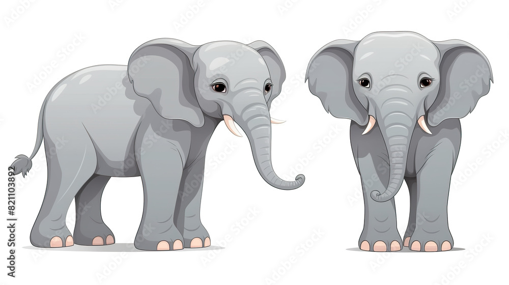 Fototapeta premium elephant solitary against a stark white background