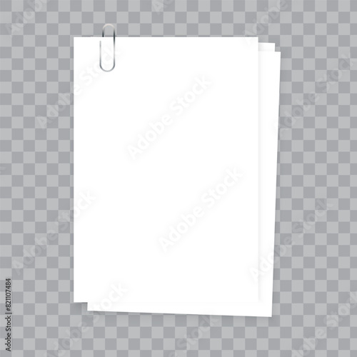 Paper sheets icon. Transparent background detail. Office supplies. Vector illustration. Blank stationery.