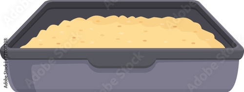 Illustration of raw dough in a rectangular baking tray, ready to be baked
