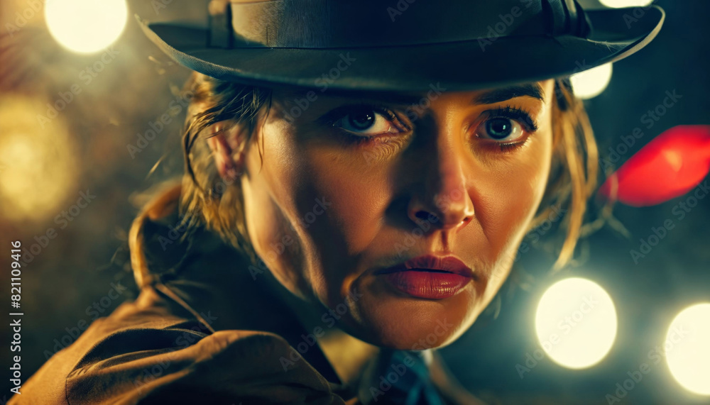 photo of portrait close up view of serious detective asian woman is under investigation at the scene, generative AI photo of portrait close up view of serious detective asian woman is under investigation at the scene, generative AI