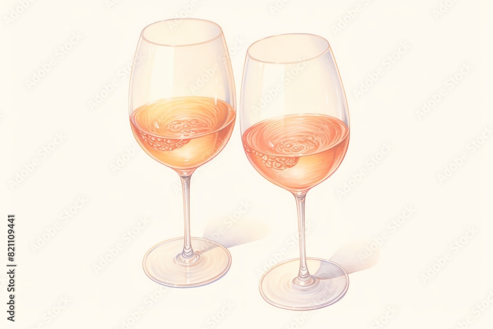 Two glasses of rose wine on a white background. Two glasses of rose wine on a white background.