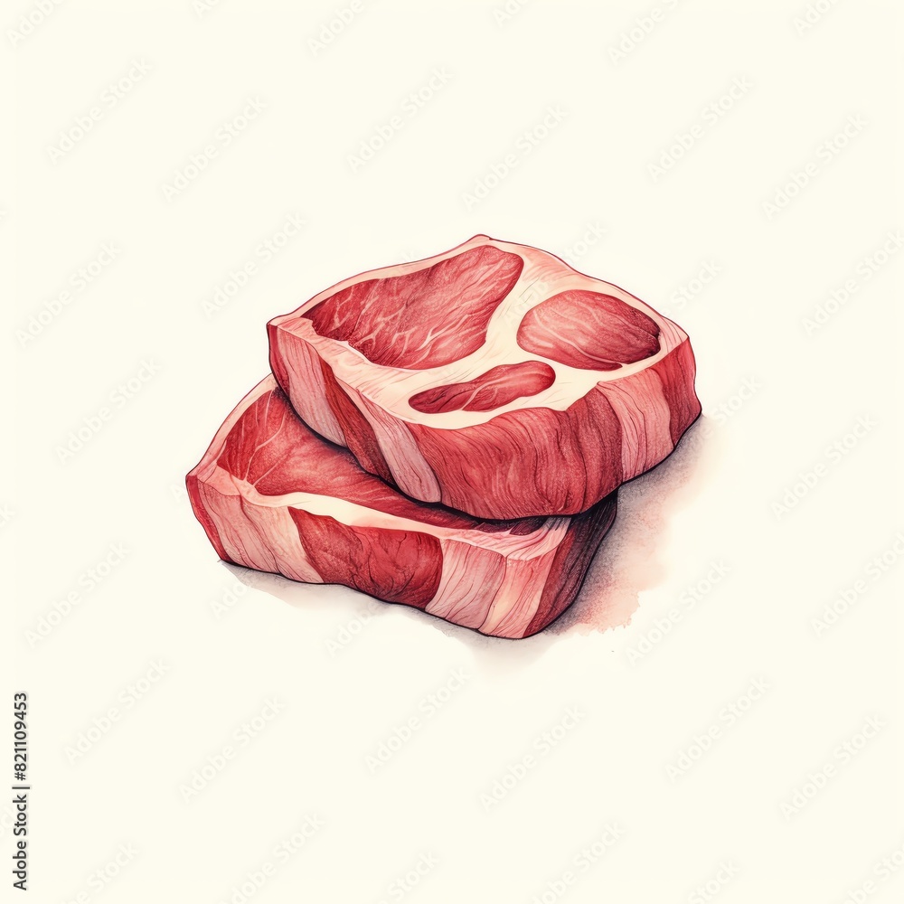 Two pieces of raw meat. Two pieces of raw meat.
