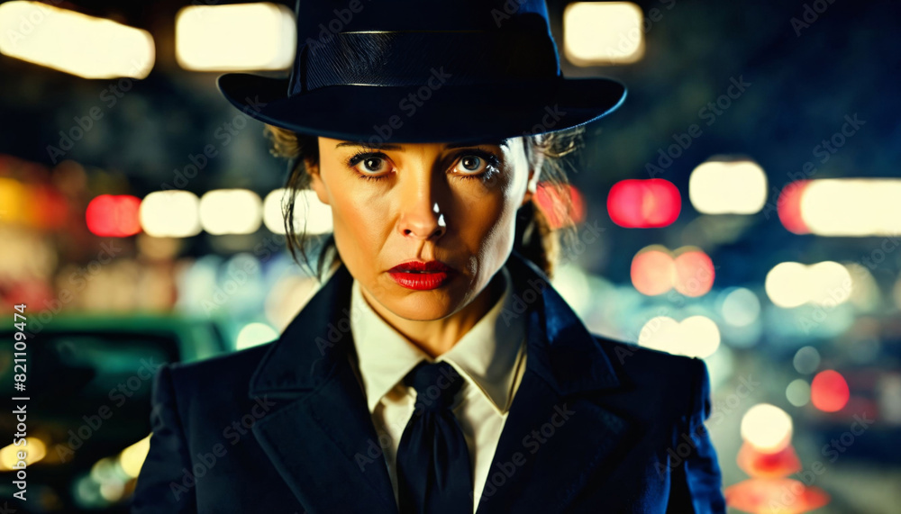 photo of portrait close up view of serious detective asian woman is under investigation at the scene, generative AI photo of portrait close up view of serious detective asian woman is under investigation at the scene, generative AI