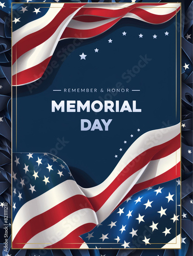 Vertical poster template for USA american memorial day, veterans day