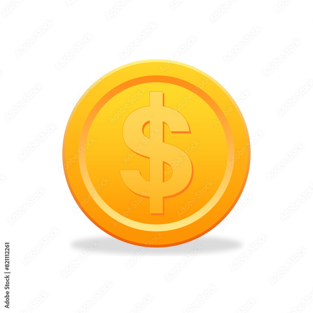 dollor gold coin flat style vector illustration. dollor gold coin flat style vector illustration.