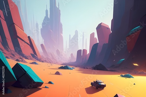 illustration of the background scenery of the galactic robot adventure game.