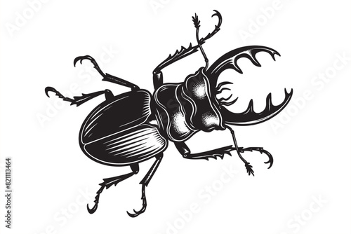 Stag beetle. Lucanus cervus.  Vintage retro engraving illustration. Black icon, isolated element