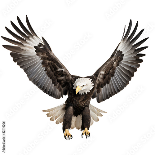 American eagle flying gracefully on transparent background PNG.