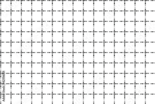 Black and white squares grid pattern with little hearts