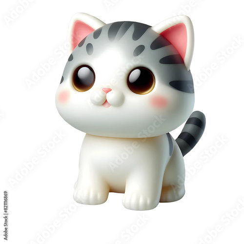 plastic toy figure cat isolated on transparent background  