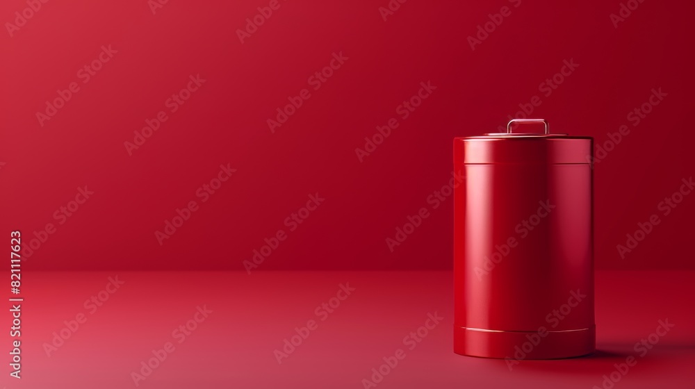 Illustration of a battery icon in 3D on a red pastel background in light studio Illustration of a battery icon in 3D on a red pastel background in light studio