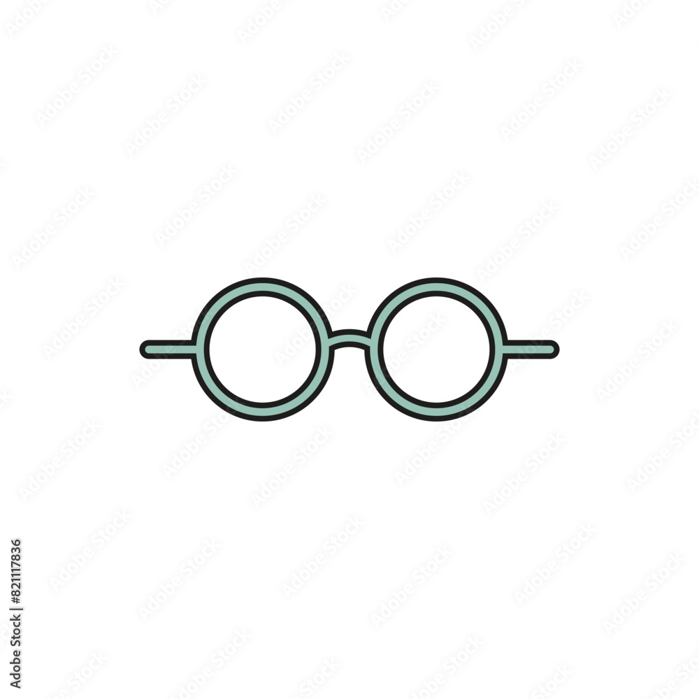 Fototapeta premium Glasses icon with round lenses. Isolated vector illustration on white background.