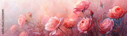 Pink roses in soft focus with a painterly effect. photo
