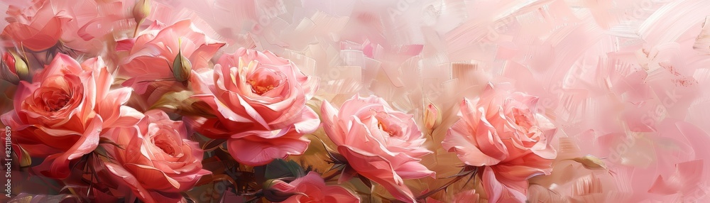 Pink roses in soft focus with a painterly effect. Pink roses in soft focus with a painterly effect.