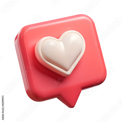 3D rendering Heart Textbox Heart icon Love Social Media Icon1