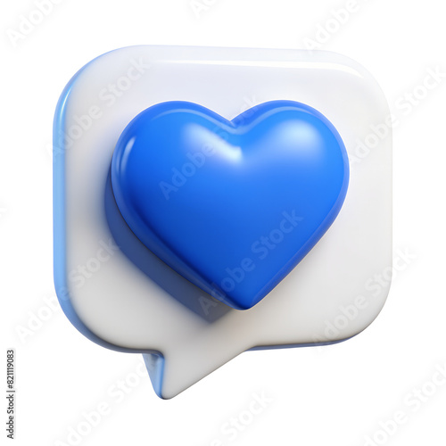 3D social media online platform concept, blue heart 3d icon