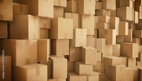 Large Pile of Brown Cardboard Boxes