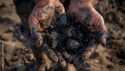 Close-Up of Coal in a Worker’s Hand.