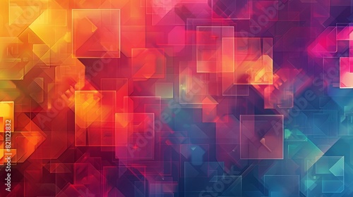 Colorful geometric square mosaic with abstract patterns and background