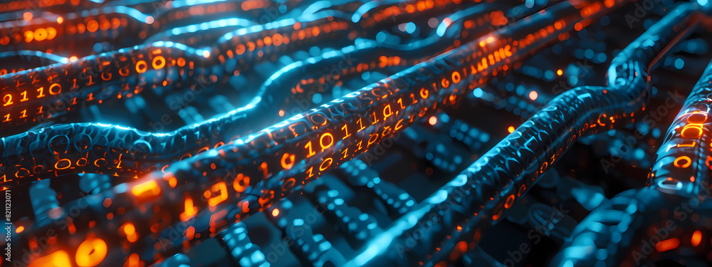 Fototapeta premium Blockchain Technology with Digital Links