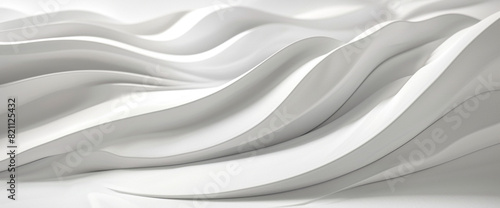 Generate a sophisticated wave design characterized by its flowing curves and detailed 3D composition against a pristine white backdrop.