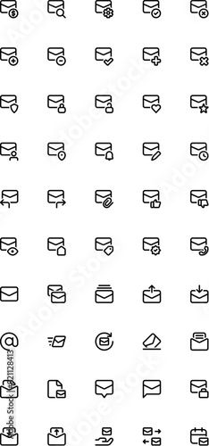 Icon set of mail symbols. Use for apps, websites, posters, infographic designs photo