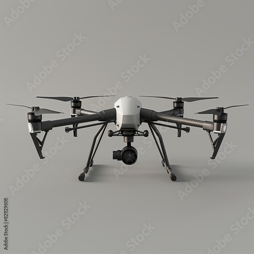 A 3d model flying drones in a gray background.