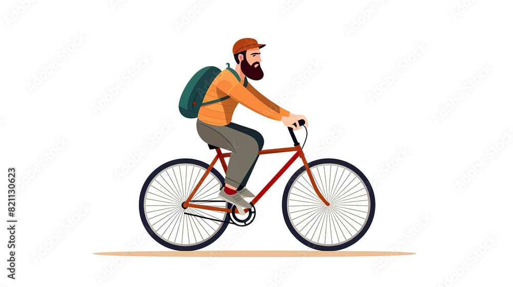 Naklejka premium Man with bicycle isolated on pure white background