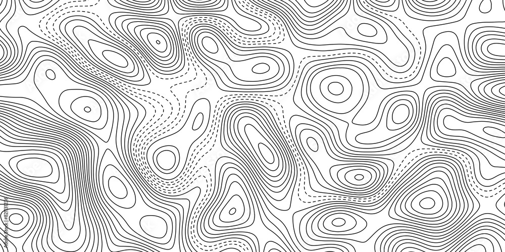 Abstract black and white wavy topography map background. Topography relief and topographic map wave line background. Topographic map patterns, topography line map. Vintage outdoors style. Abstract black and white wavy topography map background. Topography relief and topographic map wave line background. Topographic map patterns, topography line map. Vintage outdoors style.