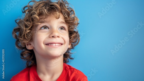 A Boy with Curly Hair Smiling photo