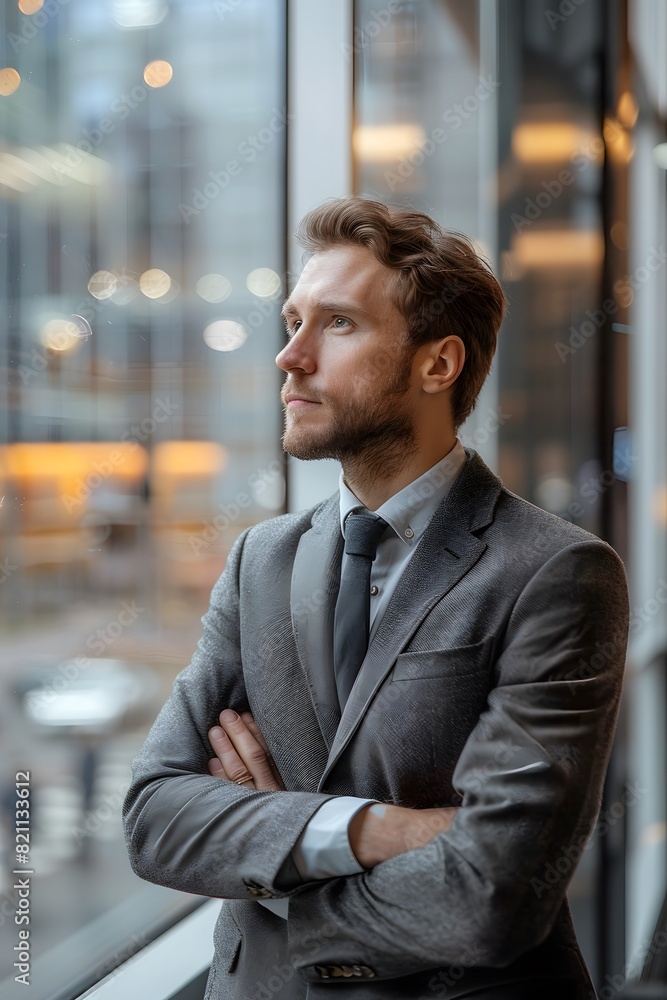 Man in a suit and tie standing near a window Man in a suit and tie standing near a window
