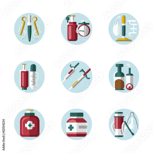 vector medical medicines tools icons nutritional, dentistry, cardiology, surgery, nanotechnology
