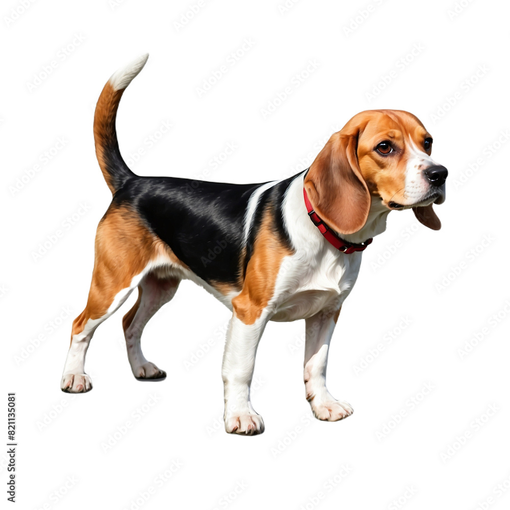 a beagle dog is standing on a transparent background